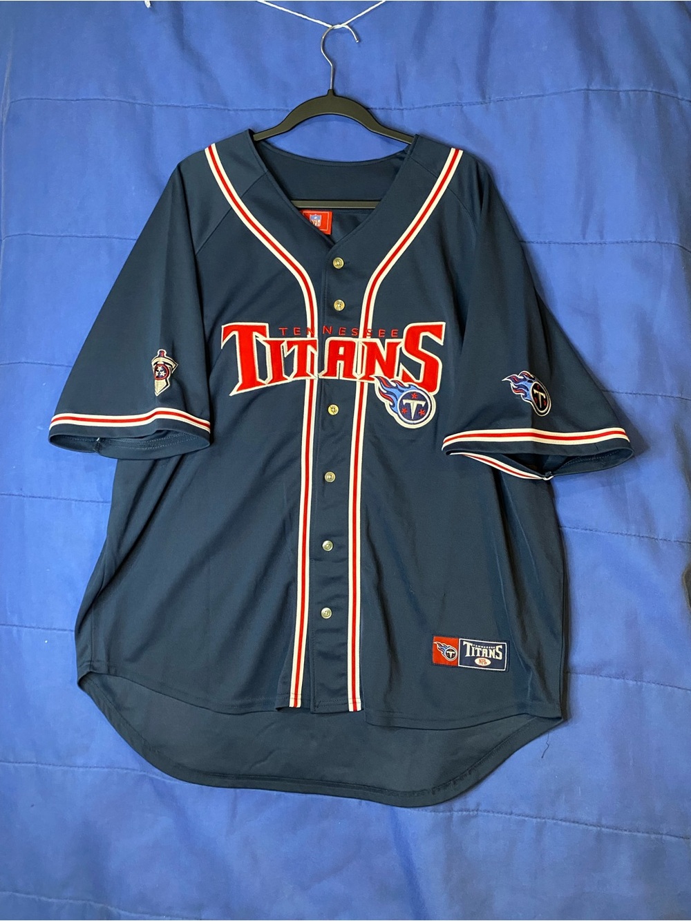 NFL Tennessee Titans Navy and Red Baseball-Style Jersey